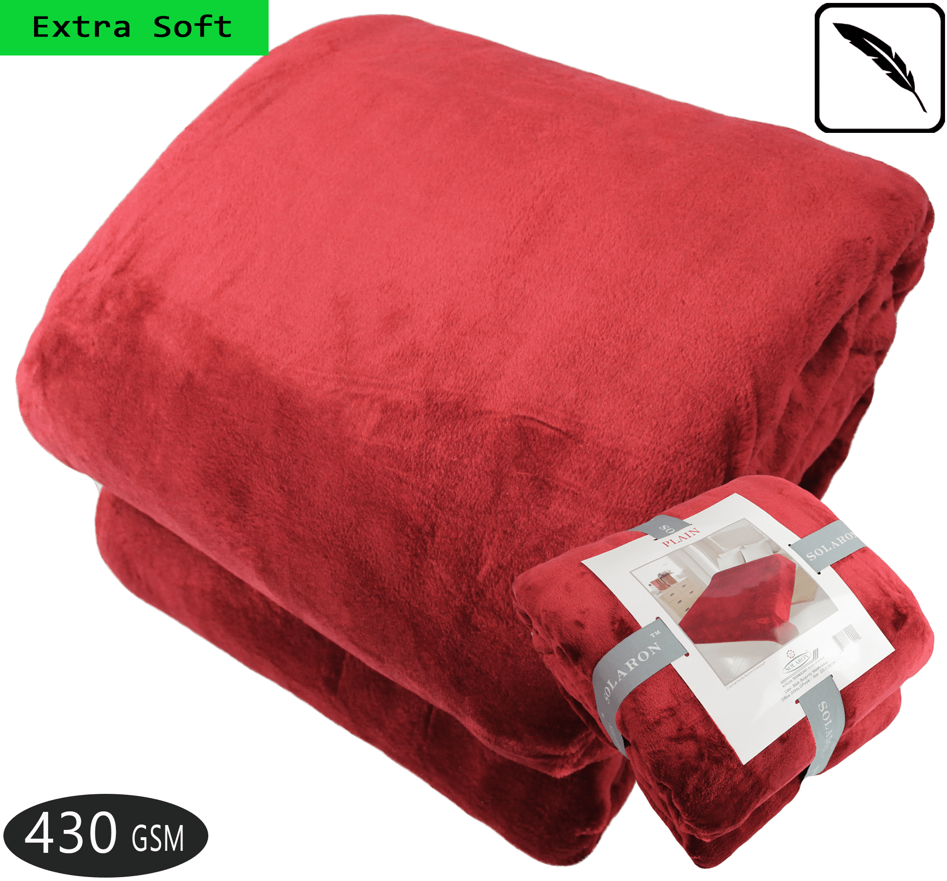 Queen Blanket Red Korean Mink Flannel Throw Plush Blankets X Large Size