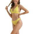 thumbnail image 4 of INSPIRE CHIC Women's V Neck Crisscross Bikini Sets, 2 Piece Back Drawstring Triangle Bottoms Swimwear Bathing Suits X-Large Yellow, 4 of 5