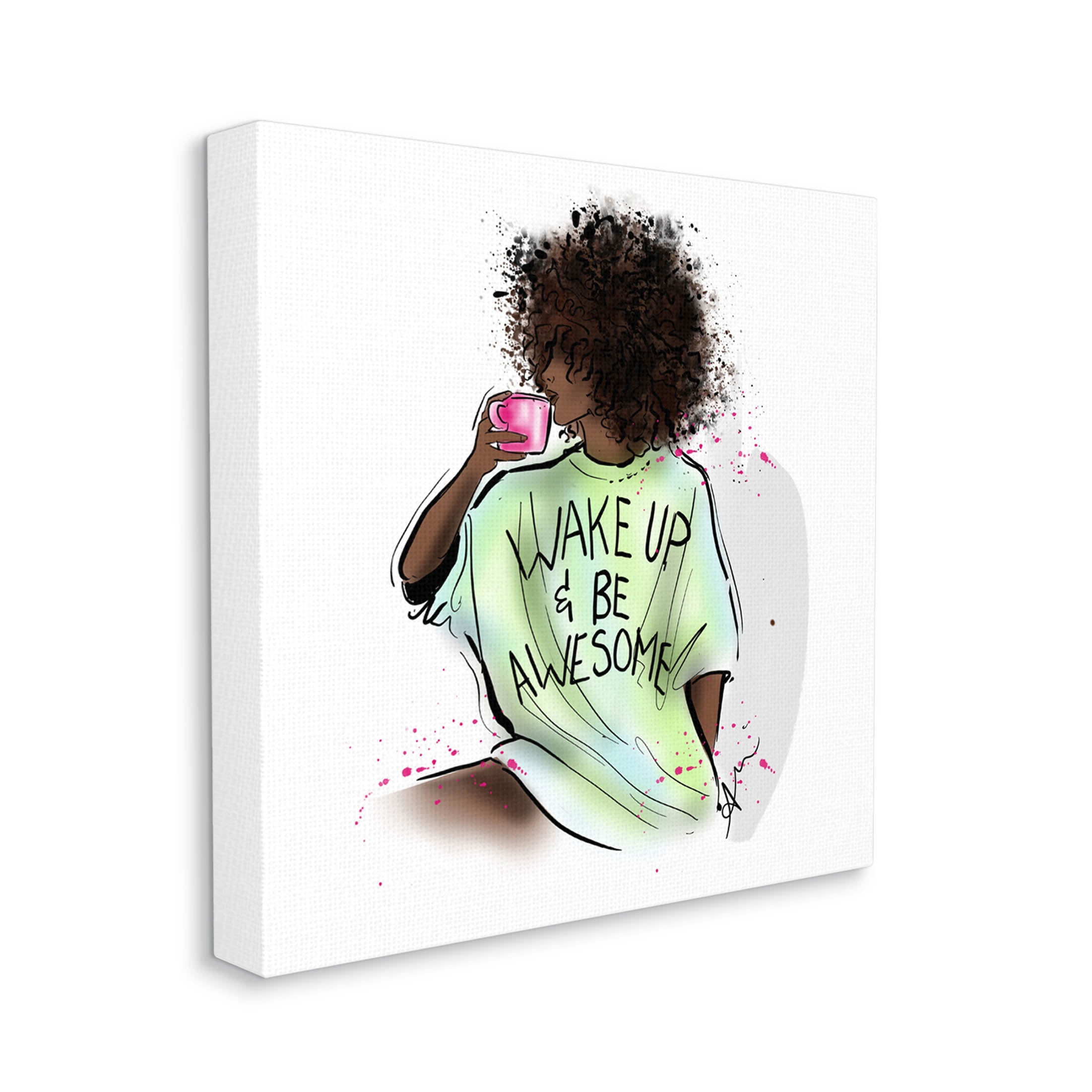 Stupell Industries Wake Up Be Awesome Phrase Graphic Art Gallery Wrapped Canvas Print Wall Art, Design by Alison Petrie