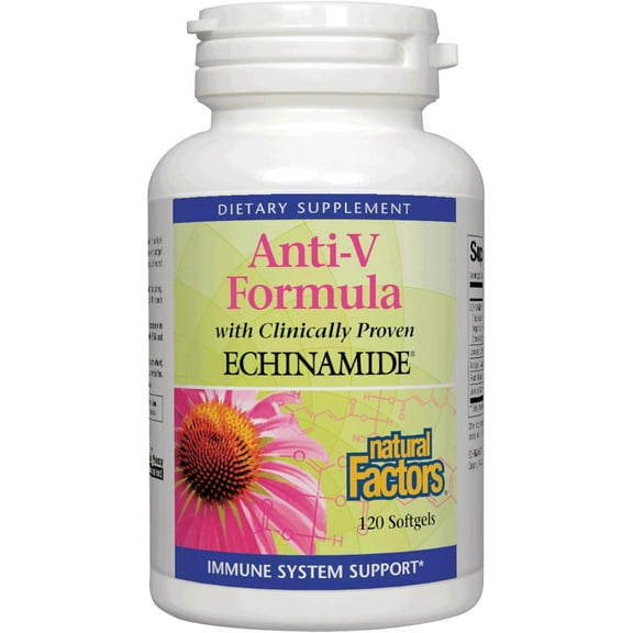 Natural Factors Anti-V Formula, Echinacea Supplement for Immune and Wellness Support, Organic, Non-GMO, 120 Softgels