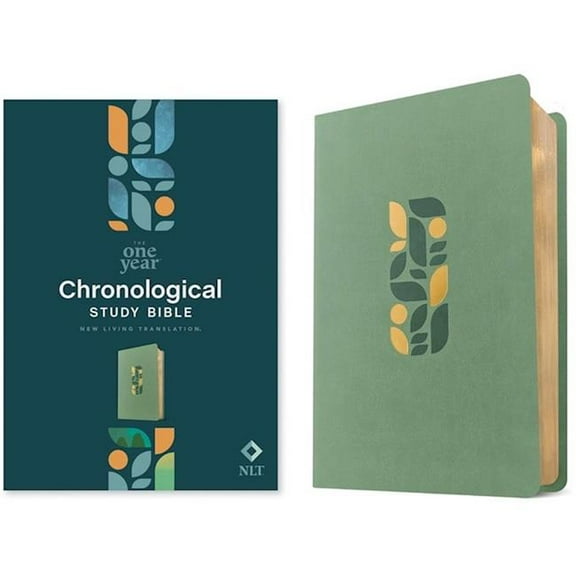 Tyndale House Publishers NLT One Year Chronological Study Sage Green Mosaic Leather Like Bible