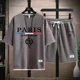 thumbnail image 3 of Conjuntos de gofres para hombre, conjunto de camiseta y pantalones cortos informales de Francia y París, 2 piezas, trajes deportivos de verano para hombre, chándal, traje holgado, camiseta para hombre, 3 of 5