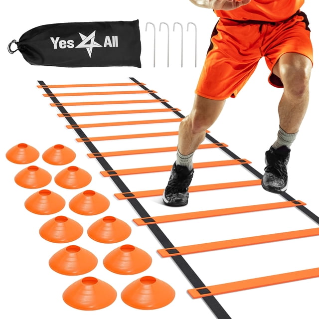 Set de escalera de agilidad Yes4All de 12 peldaños con conos y estacas
