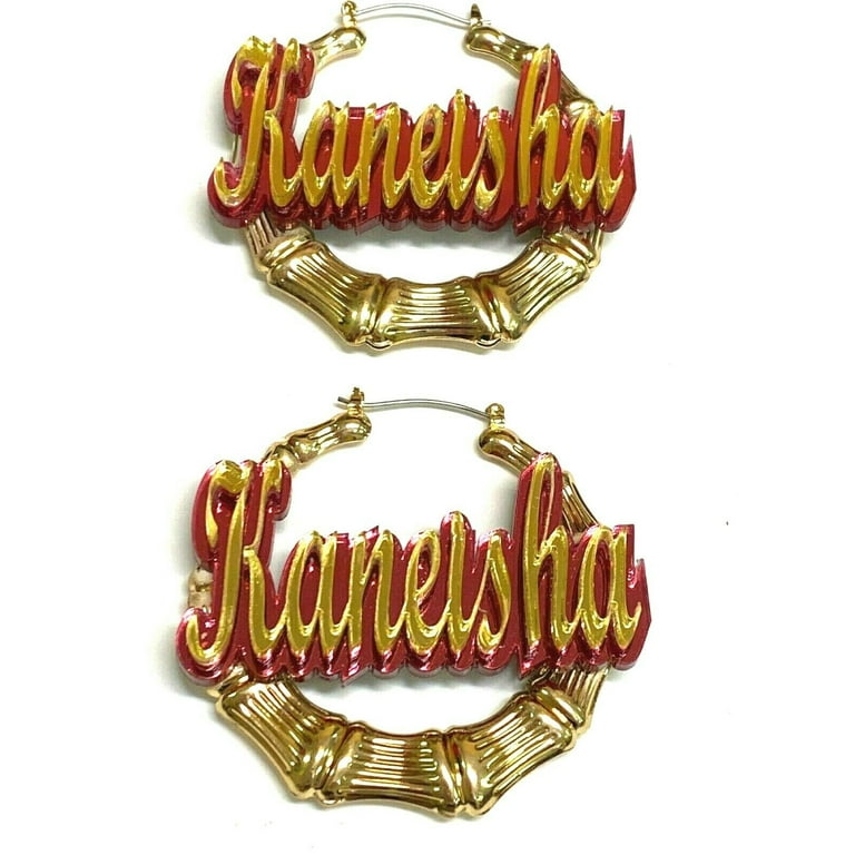 Bamboo earrings with store name for cheap