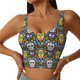 thumbnail image 1 of Fotbe Sugar Skulls Sujetador Deportivo Largo sin Aros para Mujer con Almohadillas y Soporte Medio, Transpirable y Absorbente, Camiseta Tipo Chaleco o Tank Top-Medium, 1 of 8