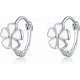 thumbnail image 5 of 925 Sterling Silver White Flower Hoop Earrings Huggie for Women Teens Small Daisy Hoop Earrings Summer Earrings, 5 of 9
