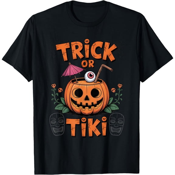 Trick Or Tiki Halloween Cocktail Party Retro Style T-Shirt, Unisex T-Shirt