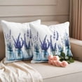 thumbnail image 2 of Spring Lavender Flower Outdoor Waterproof Pillow Covers, Botanical Floral Plant Vase Decorative Square Throw Pillowcase Sofa Cushion Sham for Patio/Couch/Chair, 20"x20" 2 Pack, 2 of 8