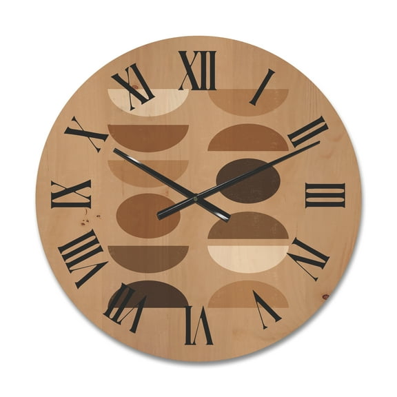 Designart 'Abstract Moon and Sun Geometric Print II' Modern Wood Wall Clock
