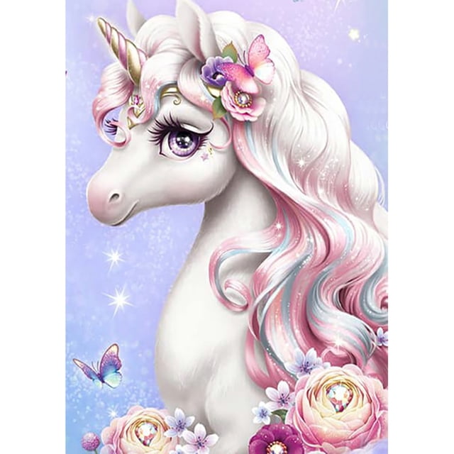 Taladro Pintura Diamante (DE5833) DIY Cuerno Caballo Chica Imagen Kit Redondo Completo (B603) 20X30cm Hugtrwg Para estrenar