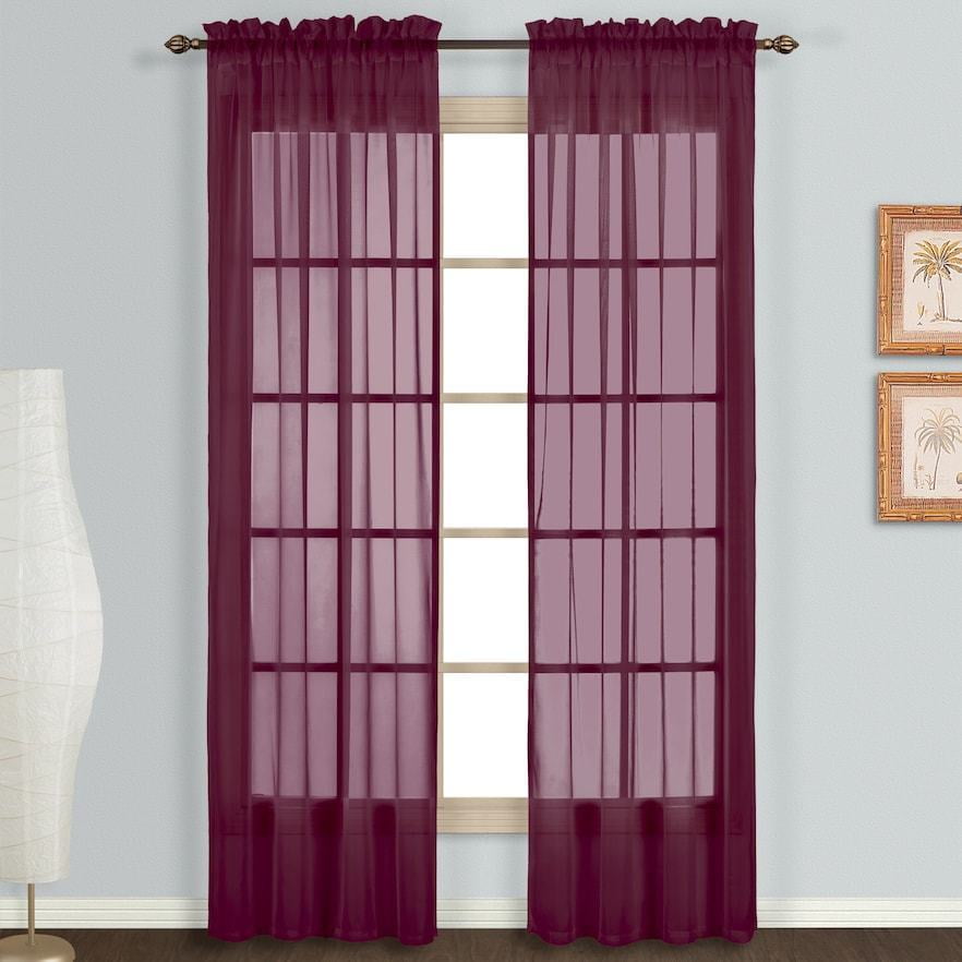 INTERIORS BY DESIGN burgandy sheer window panel 84 inches 