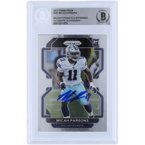 Micah Parsons Dallas Cowboys Autographed 2021 Panini Prizm #382 Beckett Fanatics Witnessed Authenticated Rookie Card - Fanatics Authentic Certified