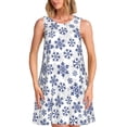 thumbnail image 1 of Bixox Robe Sans Manches à Imprimé Flocons de Neige Bleu Foncé pour Femmes avec Poches, Robe Décontractée Longueur Genou pour l'Été-Grand, 1 of 7