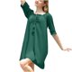 thumbnail image 3 of Puntoco Vestido Informal De Manga Corta Con Cuello Redondo Y Protección Solar Para Mujer, Color Sólido, Holgado, Para Playa, Color Verde,Regalos Para Mujer Joven, 3 of 4
