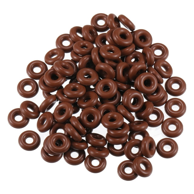 Universal O Ring Seal Gasket, Orings Seal Washer Replacement for Plumbing Repair for Cars Trucks, 4mm ID x 4mm CS, FKM Rubber, Brown, 100pcs