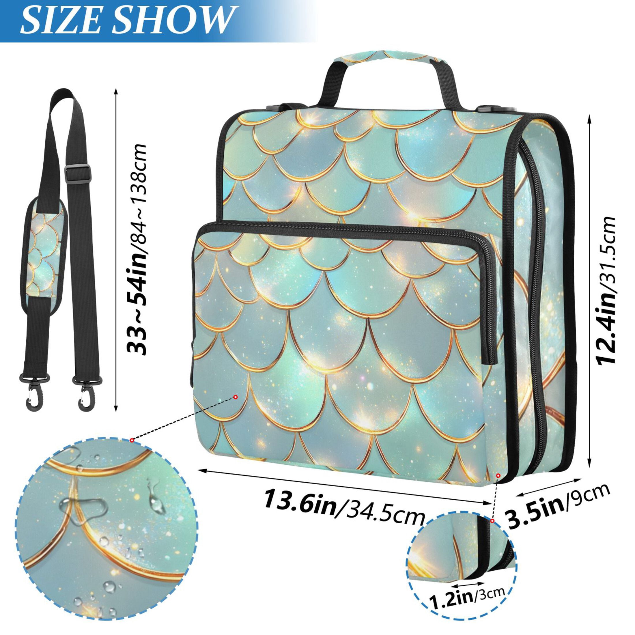 ALAZA Zipper Binder Green Gradient Scales 3 Ring Trapper Keeper File Folder Organizer Bag
