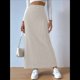 thumbnail image 5 of Faldas Tubo de Punto Ajustadas para Mujer, Falda Midi de Cintura Alta con Abertura Elástica Albaricoque XL, 5 of 8