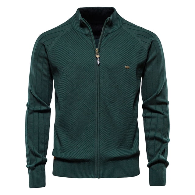 Cardigan Chandail pour Hommes Mode pour Hommes Cardigan à Fermeture Éclair Col Montant Tricoté à Manches Longues
