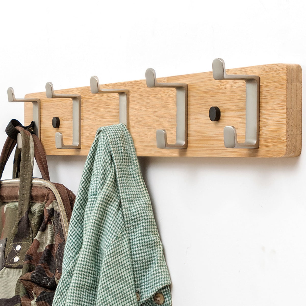 Wooden Coat Rack Wall Mounted Bamboo Coat Hooks Wall Mounted,Coat