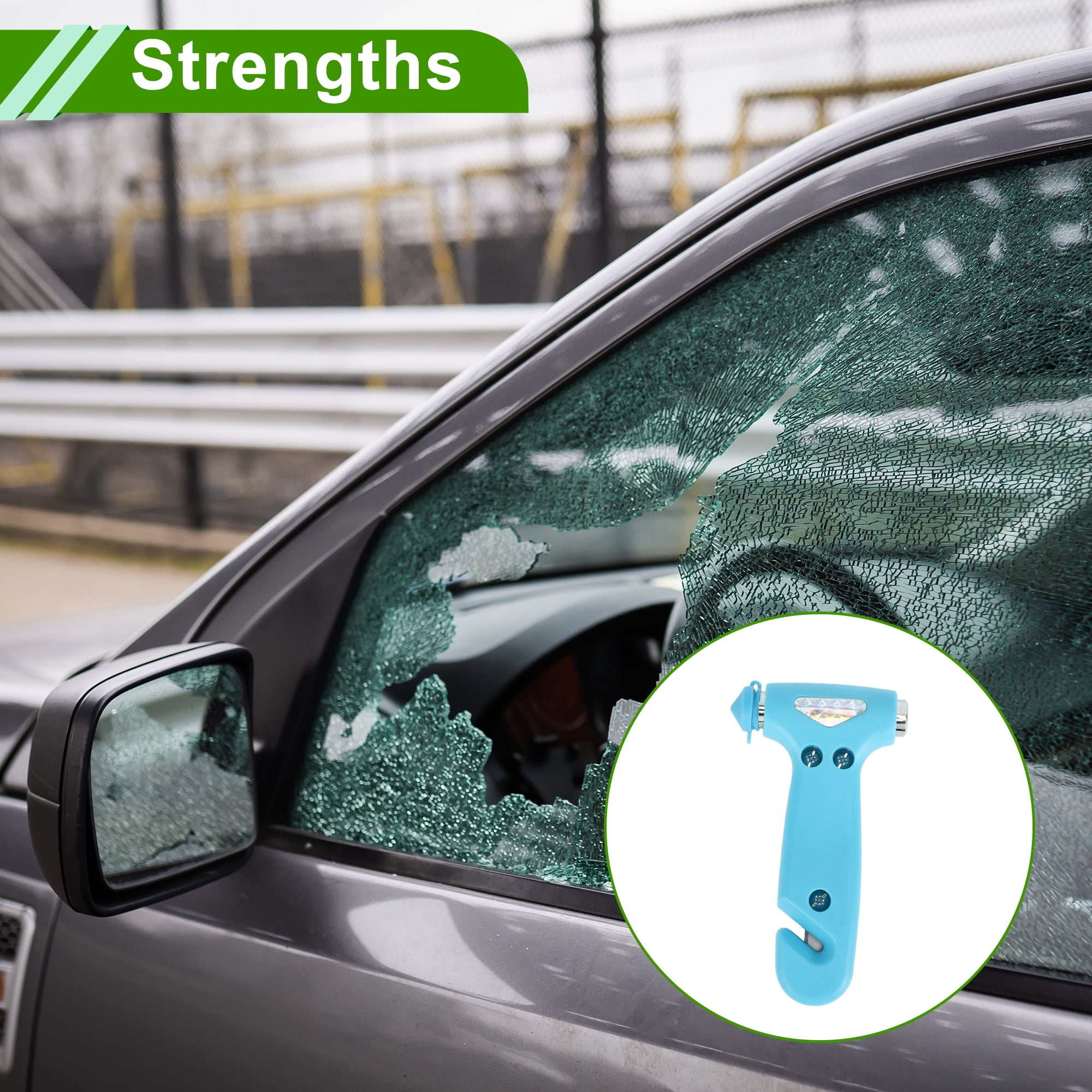 Unique Bargains Car Safety Hammer Glass Breaker Urgent Escape Tool Black Blue 40CR ABS
