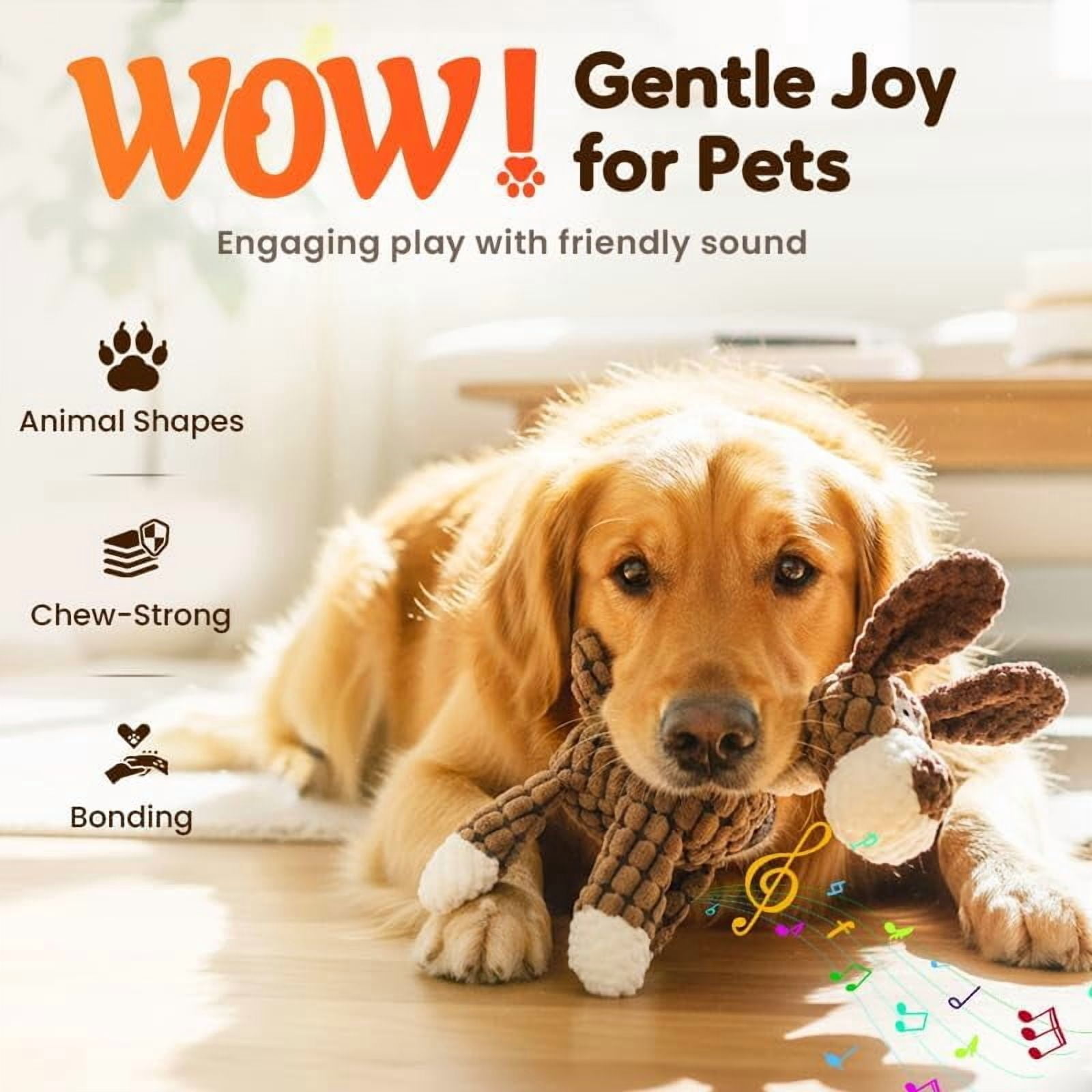 Squeaker Plush Dog Toy for Aggressive Chewers Medium Large Dogs Reinforced Washable White