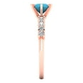 thumbnail image 3 of Clara Pucci 14K Rose Gold Solid Gold Turquoise Solitaire with Accents Anniversary Ring for Women - 1.05 cttw Round Cut, 3 of 8