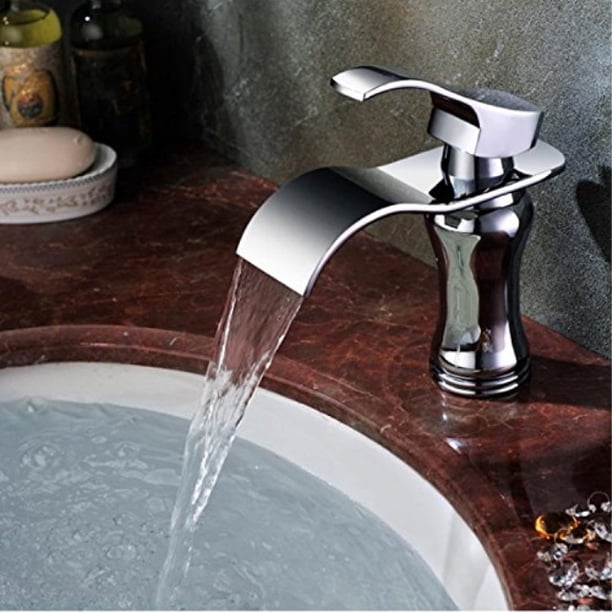 Yodel Single Handle Waterfall Bathroom Vanity Sink Faucet Chrome Curve Walmart Com Walmart Com