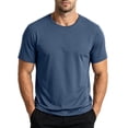 thumbnail image 5 of Sports Shirts for Men Thin Lightweight Summer Slim Stretch Ice Silk Breathable Short Sleeve Tees Loose Crew Neck Casual Running Workout Solid Color Tops, 5 of 6
