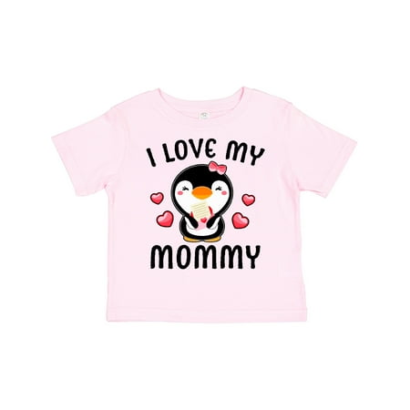 

Inktastic I Love My Mommy with Cute Penguin and Hearts Gift Toddler Toddler Girl T-Shirt