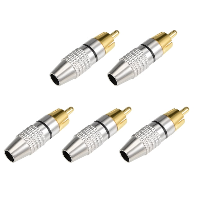 Unique Bargains 5Pcs RCA Male Solderless Coax Audio Video Jack Adapter Wire Cable Connector