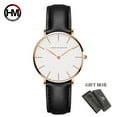 thumbnail image 2 of Hannah Martin Brand Simple Leather Women Watch Japanese Movement Quartz Wristwatch Fashion Clock Black Gift Box Women's Watch, 2 of 10