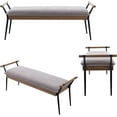 thumbnail image 6 of DUOMAY Modern Rectangle Ottoman Bench with Arms and Metal Legs, Mid Century Chenille Fabric Dining Table Bench Footstool Entryway Shoe Bench for Dining Room Bedroom Living Room, Grey, 6 of 8