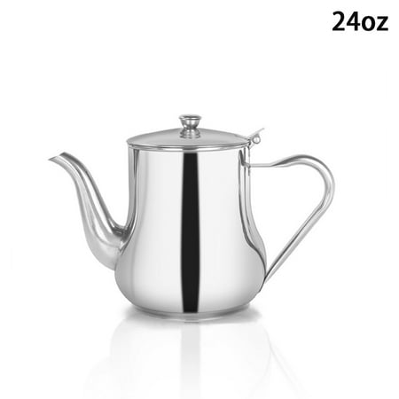 

Coffee Pot Stainless Steel Teapot Tea Coffee Cafe Drink Kitchen Lid Pot Catering Metal 24oz