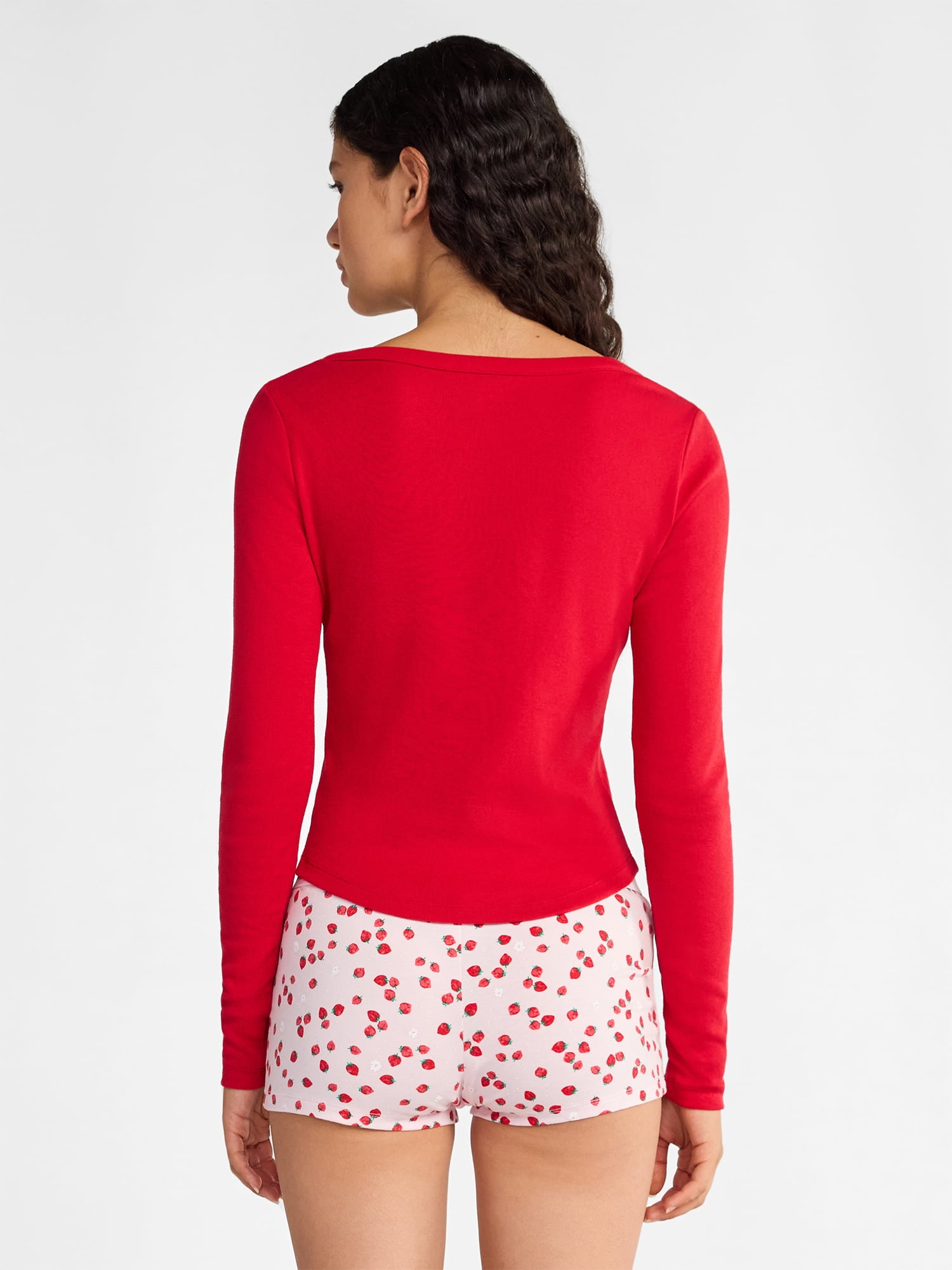 No Boundaries Henley Top with Long Sleeves, Women’s