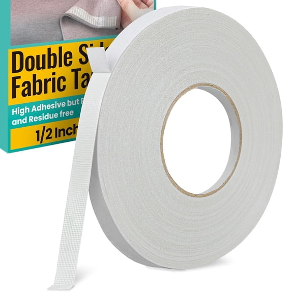 White No Sew Hemming Tape Double Sided,Sticky Strong Adhesive Cloth Leather Tape Press-on Tape, No Ironing, Gluing, Alterations and Hemming,Easy to Remove 1/2 Inch x 200 Feet