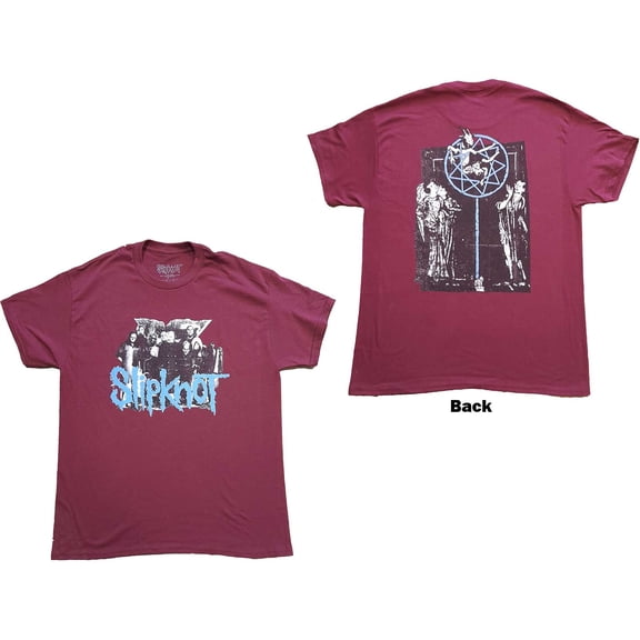 Men's Slipknot Goat Logo Demon (Back Print) Slim Fit T-shirt Small Maroon