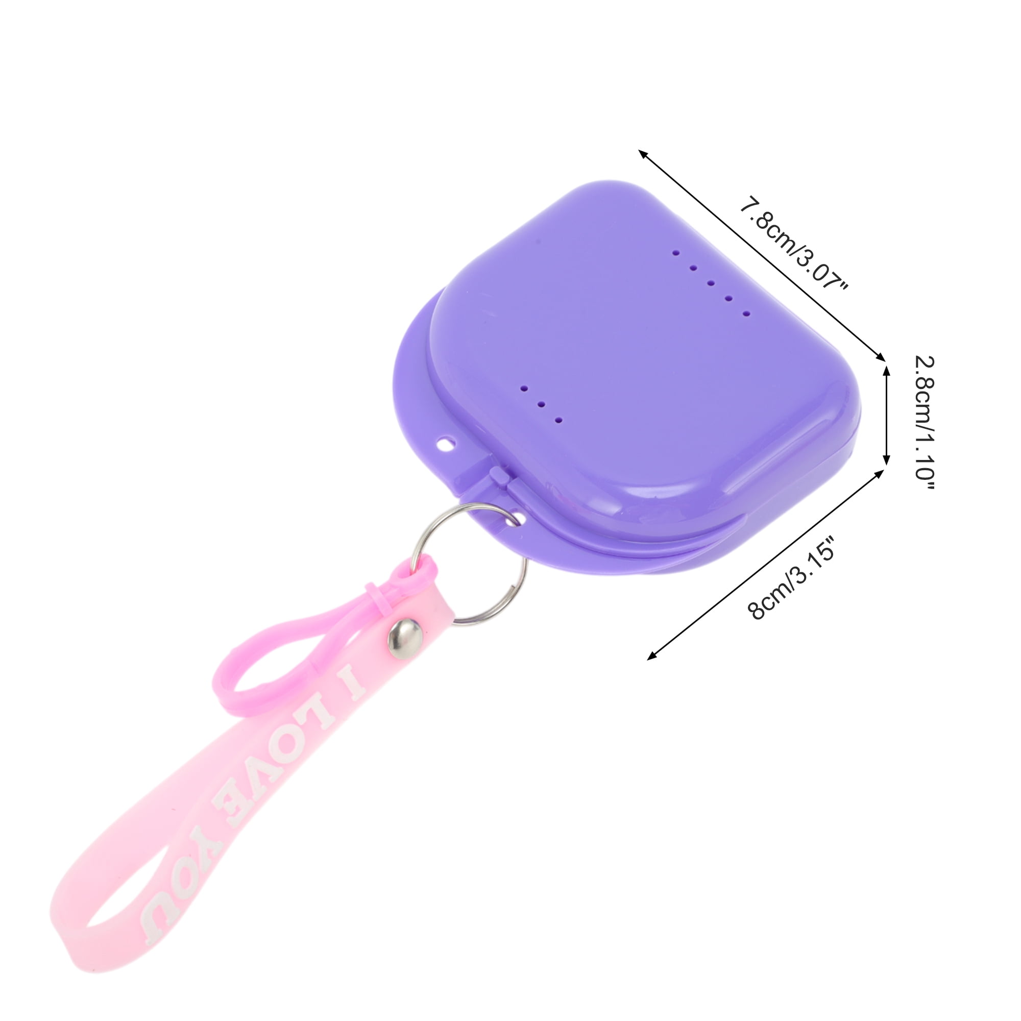 Unique Bargains Compact Braces Box with Lanyard 1 Pc Purple, Pink