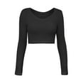 thumbnail image 5 of Womens Cropped Knitted Tops V Neck Long Sleeve Hollow Out Sweater Tops Solid Color Fitted Henley Shirts Blouse, 5 of 7