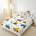 thumbnail image 4 of jejeloiu Equipment Vehicle Twin Sheet Sets,Cartoon Excavator Bulldozer Twin Fitted Sheet,Yellow Concrete Truck Flat Sheet For Boys,Ultra Soft Home Decor,3 Pieces, 4 of 7