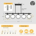 thumbnail image 5 of Modern 5-Light Adjustable Chandelier with Glass Shades Black Metal Frame Pendant Light Fixture Hanging Lighting for High Ceiling, 5 of 9