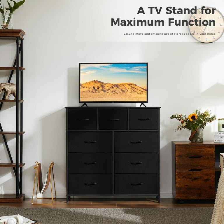 Aidoly 9-Drawer Dresser, Metal Frame with Wooden Top