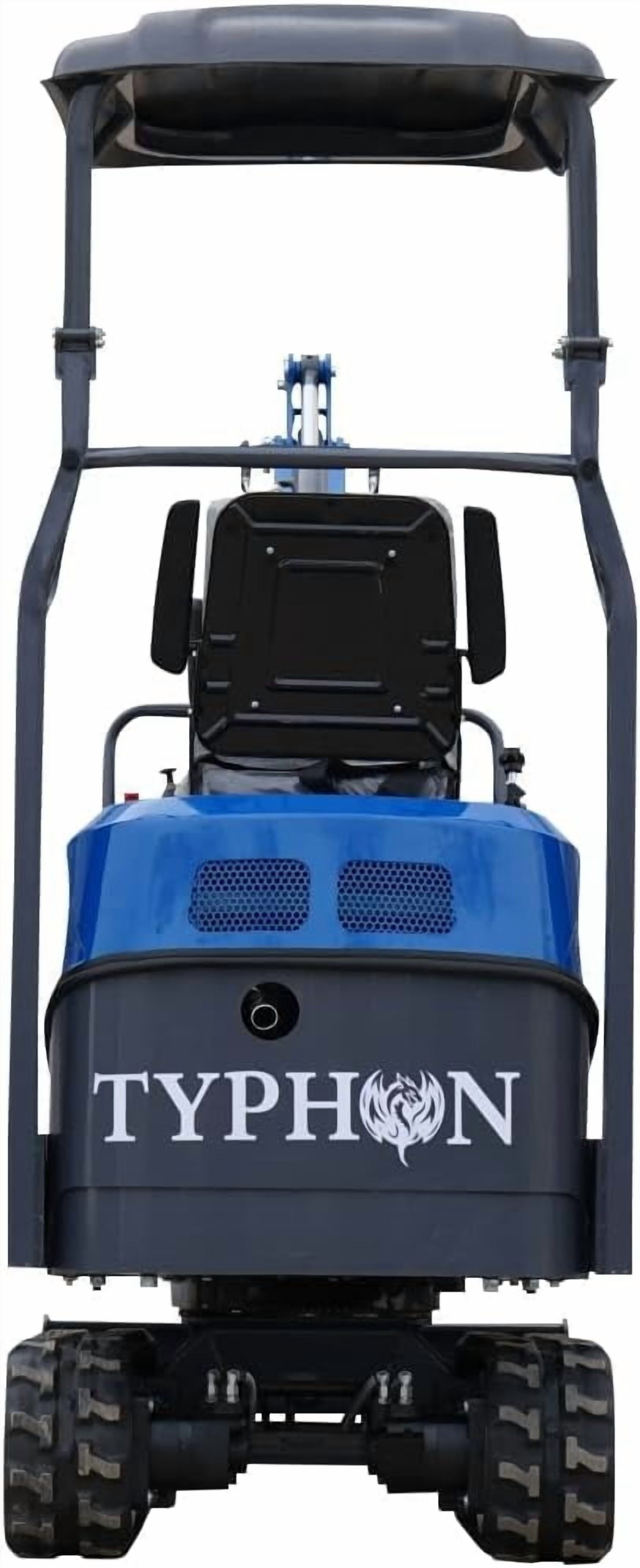 TYPHON Storm Mini Excavator - 1.1 Ton Trench Digger with Boom Swing, Bucket