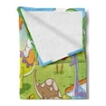 thumbnail image 2 of Cartoon Soft Flannel Fleece Throw Blanket, Style Animals in Prehistoric Scene Meadow Trees and Flowers, Cozy Plush for Indoor and Outdoor Use, 60" x 80", Pale Coffee Lime Green, by Ambesonne, 2 of 5