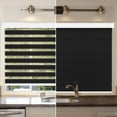 thumbnail image 4 of Zebra Cordless Window Blinds, Dual Layered Light Filtering Roller Shades, Easy Install Blinds, Indoor Home Decor, Pull-Down Shades for Windows, Light Control for Day & Night, Black, 28"W X 72"H, 4 of 7