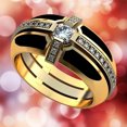 thumbnail image 3 of Unisex Geometric Cross Ring: Alloy Inlaid Artificial Gemstones, Golden Finish, Fashion Jewelry for Men and Women, 3 of 4