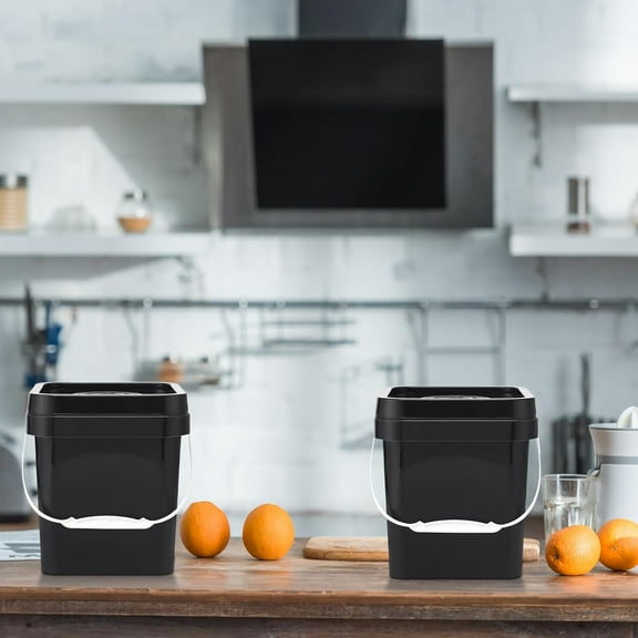 10 Pcs  Square Bucket with Lid 1 Gallon Plastic Bucket 4.5L Utility Industrial Pail with Handle Container for Food Oil Tub Water Fishing Paint House Cleaning Car Washing (Black)