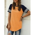 thumbnail image 2 of TEMOFON Summer Short Sleeve Tops for Women Color Block Casual Tunic Crew Neck Cute Striped T Shirts Orange, 2 of 6