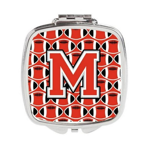 Carolines Treasures Letter M Football Scarlet & Grey Compact Mirror - Scarlet & Grey
