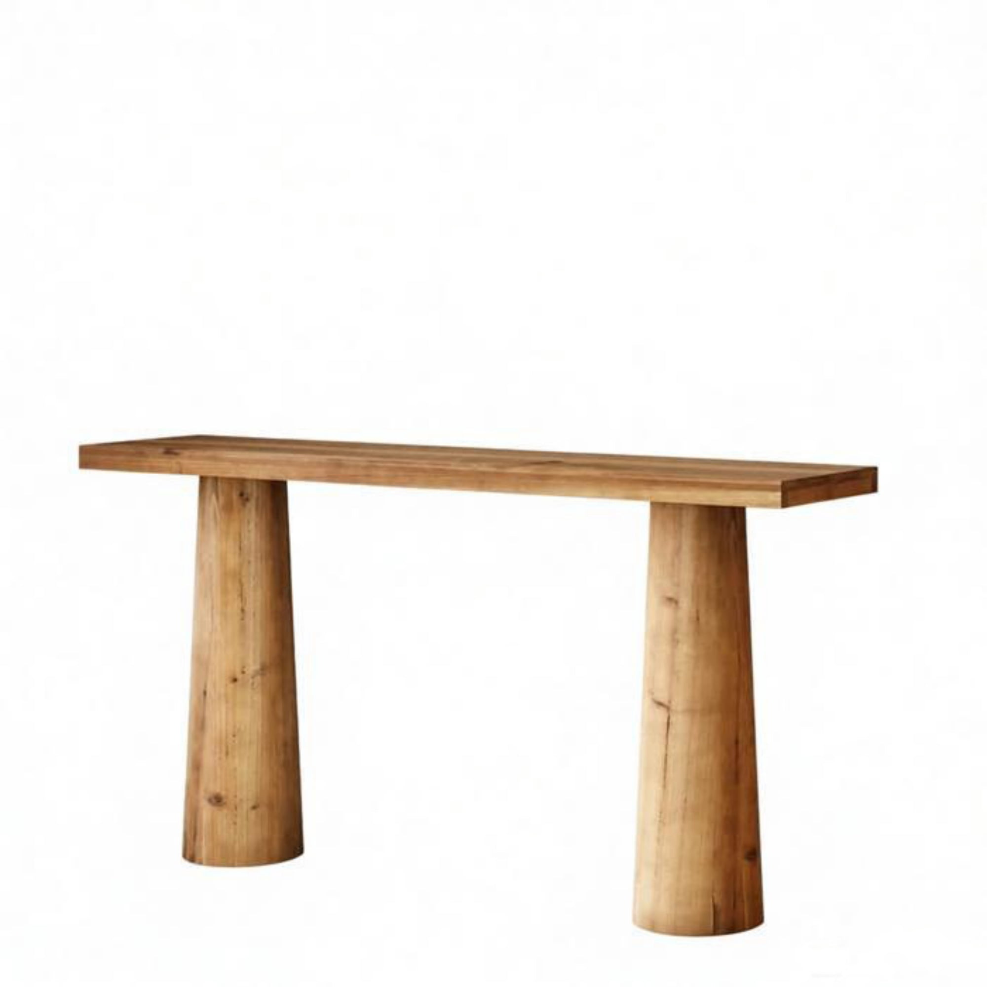 63" Farmhouse Wood Console Table with Cylindrical Legs