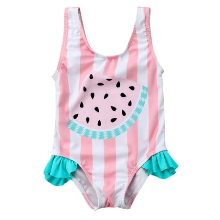 

Musuos Baby Girls Watermelon Striped Swimsuit One Piece Swimwear Bikini Bathing Suit